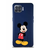 Oppo Reno 4 Lite Soft Premier Kapak Mickey Mouse-B Tasarımlı Silikon Kılıf - Lacivert (Şeffaf)