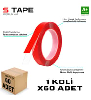 Çift Taraflı Bant 10mm x 5 Metre Şeffaf Silikon VHB Bant 60'lı Koli A+Kalite