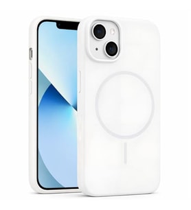 Coverzone ?phone 15 ile Uyumlu Kadife ?� Y�zeyli Premium Silikon K?l?f MagSafe ile Uyumlu Kablosuz ?arj Destekli Darbe Emici Yumu?ak Dokulu Koruma Tasar?ml? Telefon K?l?f? Beyaz