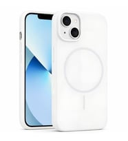 Coverzone ?phone 15 ile Uyumlu Kadife ?� Y�zeyli Premium Silikon K?l?f MagSafe ile Uyumlu Kablosuz ?arj Destekli Darbe Emici Yumu?ak Dokulu Koruma Tasar?ml? Telefon K?l?f? Beyaz