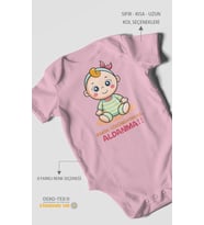 Sakin Görünüyorum Aldanma! v2 Baskılı Bebek Zıbını – Çıtçıtlı Body  %100 Pamuk Kısa Kol (Koyu Pembe)