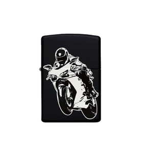 Motor Desenli Benzinli Siyah Metal Çakmak