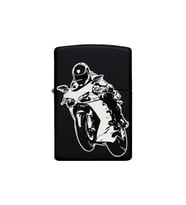 Motor Desenli Benzinli Siyah Metal Çakmak
