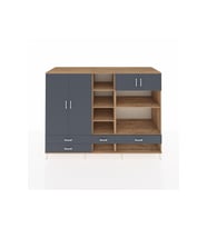 Kronos Dolap 12 Raflı 4 Çekmeceli 4 Kapaklı 220x59x163 Çam-Antrasit