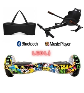 Elektrikli Kaykay Scooter Akıllı Denge Hoverboard + HoverKart + Çanta FULL LEDLİ EXTREM PAKET D01