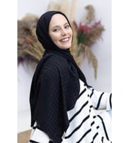 Carine Scarf Jakar Tesettür Şal Siyah