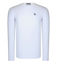 T8588 DEWBERRY BİSİKLET YAKA UZUN KOL T-SHIRT-DÜZ BEYAZ