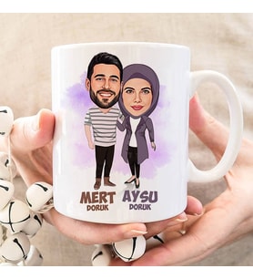 Kişiye Özel Sonsuza Dek Seninle Sevgilim Karikatürlü Bardak