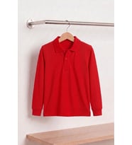 Unisex Çocuk Uzun Kollu Polo Yaka Lakost Okul Tişörtü