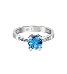 Bella Gloria Mavi Topaz Tektaş Pırlanta Yüzük (GPY0021)