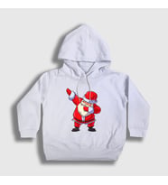 Presmono Unisex Çocuk Beyaz Dabbing Noel Baba Santa Claus Yılbaşı Kapüşonlu Sweatshirt 269212tt (Beyaz)