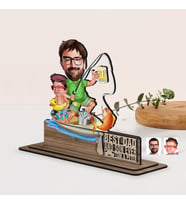 BK Gift Kişiye Özel 3D Kabartma İsimli Baba-Oğul Karikatürlü Ahşap Biblo-9, Babaya Hediye, Babalar Günü Hediyeleri