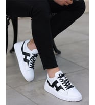 Ay Ayakkabım SL-1019 Erkek Beyaz-Siyah (39-44) Deri Casual Ayakkabı