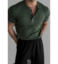 Erkek Hakim Yaka Düğmeli Triko T-Shirt