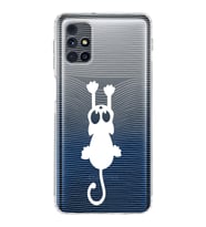 Samsung Galaxy M31s  Kamera Korumalı Kapak Çizgi Kedi Tasarımlı  Şeffaf  Kılıf