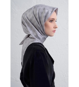 Armine Tivil Saf İpek Eşarp 9412 - 87 Gri Karışık Desen
