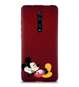 Xiaomi Redmi K20 Pro Soft Premier Kapak Mickey Mouse-F Tasarımlı Silikon Kılıf - Mürdüm (Şeffaf)