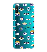 PrintiFy Xiaomi Redmi 9A ile Uyumlu 1mm Slim Fit Nazar Boncuğu 2 Baskılı Şeffaf  Kılıf