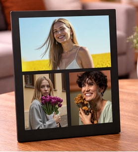 8 Mart Kadınlar Gününe Özel 3 Fotoğraflı Siyah Ahşap Mdf Resimli Kolaj Premium Masaüstü Çerçeve
