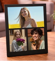 8 Mart Kadınlar Gününe Özel 3 Fotoğraflı Siyah Ahşap Mdf Resimli Kolaj Premium Masaüstü Çerçeve