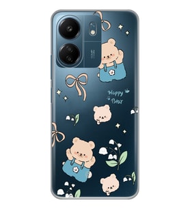 Xiaomi Redmi 13C Uyumlu Happy Bears Tasarımlı Şeffaf Telefon Kılıfı