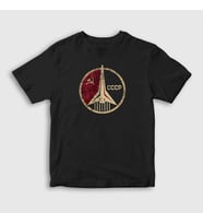Presmono Unisex Çocuk Siyah Cosmos CCCP Sovyetler Birliği T-Shirt 266739tt