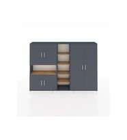 Arges Dolap 13 Raflı 6 Kapaklı 220x30x163 Antrasit-Antrasit/Çam