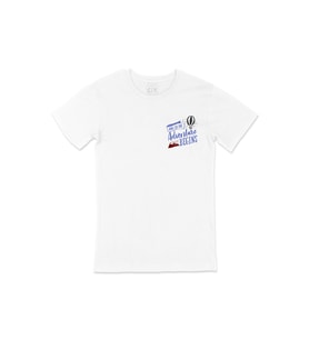 Adventure Begins Cep Logo Tasarımlı Beyaz Tişört