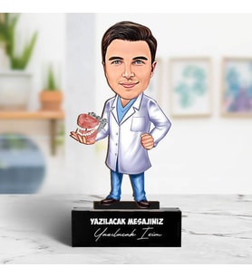 Kişiye Özel Erkek Diş Hekimi Karikatürlü Biblo