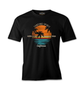 Yaz - California Surf Siyah Erkek Tshirt