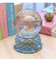 Püskürtmeli Müzikli Işıklı Büyük Boy Genç Kız Çocuk Hediyesi Dekoratif Hello Kitty Kar Küresi Pembe Mavi (Kristal Mavi)