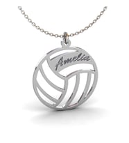 925 Ayar İsimli Voleybol Topu Gümüş Kolye