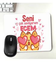 Kişiye Özel Minnoş Kedicik Sevgililere Özel Mousepad