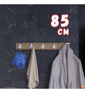 Modilayn ARI Serisi (81,4x9,6 cm) 5' li Set 15 Kancalı Banyo Askısı Ekstra Düzen ve Yer Tasarrufu