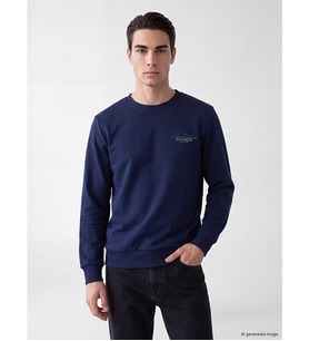 LCWAIKIKI Classic Lacivert Bisiklet Yaka Erkek Kalın Sweatshirt