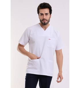 Zarf Yaka Erkek Tek Üst Likralı - 6401 Beyaz Soft