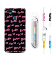 Oppo A5S A15 A16 A54 A55 A73 A74 Kılıf Kablo Koruma Spiral Silikon Barbie 1404