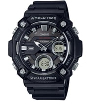 CASIO AEQ-120W-1AVDF ANALOG DİJİTAL SİLİKON ERKEK KOL SAATİ (Siyah)