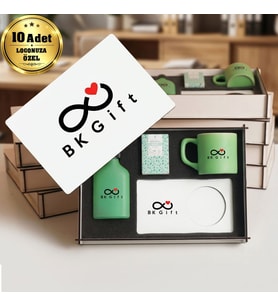 Logonuza Özel 10 Adet Kutulu Ahşap Altlıklı Yeşil Fincan & Kolonya & & Aromalı Kahve Seti – Ahşap Kutulu Kurumsal Hediye Seti