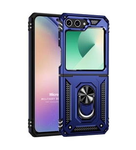 Microsonic Samsung Galaxy Z Flip 6 Kılıf Military Ring Holder Lacivert (Lacivert)