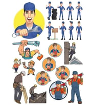 İşçi Sticker Set-1 15 Parça Telefon, Tablet, Defter, Laptop Sticker