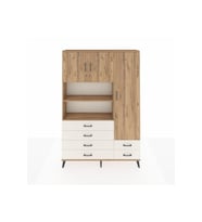 Arges Dolap 9 Raflı 6 Çekmeceli 3 Kapaklı 132x30x195 Çam-Çam/Aytaşı