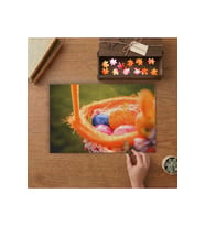 Sepette Renkli Paskalya Yumurtaları Tasarımı 240 parça Ahşap Puzzle Ahşap Kutuda MP02032