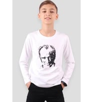MODAVALS 23 NİSAN 19 MAYIS 29 EKİM 10 KASIM OKUL GÖSTERİ UNISEX ÇOCUK ATATÜRK & İMZA BASKILI UZUN KOL BADİ - BEYAZ