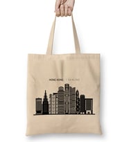 Hong Kong Skyline Outline Cityscape Travel Bez Çanta Uzun Saplı