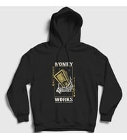 Presmono Unisex Siyah Money Works Kapüşonlu Sweatshirt 289943tt