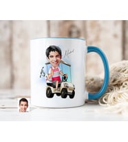 Bk Gift Kişiye Özel Golf Oyuncusu Karikatürlü Mavi Kupa Bardak-6, Sevgiliye Hediye, Arkadaşa Hediye
