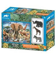 Prime 3D - Afrika Hayvanları 100 Parça Puzzle ve Figür Set 15545