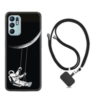 Oppo Reno 6 Kılıf Resimli Boyun Askılı İpli Desenli Silikon Series Astronot 519