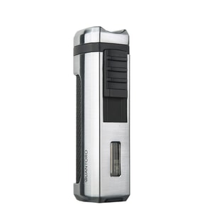 Quantoro 3 Torch Pürmüz Gümüş-Siyah Metal Puro Çakmağı